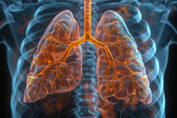 Detailed Visualization of Lungs with Bright Glowing Veins