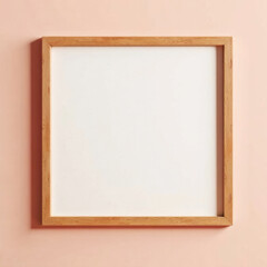Fototapeta premium wooden frame mockup hanging on wall in mocha mousse color