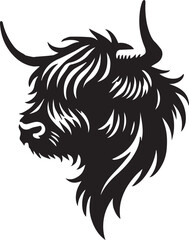 Obraz premium Minimalist Highland Cow head silhouette with bold clean lines vector silhouette