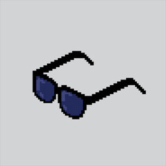 Pixel art illustration Dark Glasses. Pixelated Dark Eyewear. Dark Black Glasses Eyewear icon pixelated for the pixel art game and icon for website and video game. old school retro.