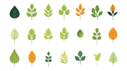 43.Concept 3: Green leaf icon. Leaf icon on white background. Collection of leaf illustrations. Element design for natural, eco-friendly, recycling bio labels