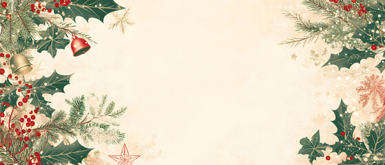 Luxurious Christmas new year card and Holiday Promotion Banner with Elegant Ornaments, for Tags, Posters, and Banners with Space for Text