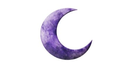 A stylized crescent moon in purple hues, resembling a celestial object often associated with night and mystery.