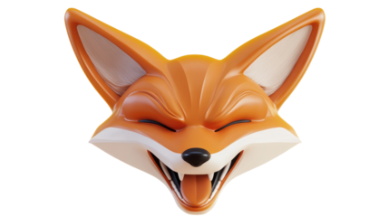 A stylized, cartoonish fox head with a playful expression, designed for graphic or digital art applications.