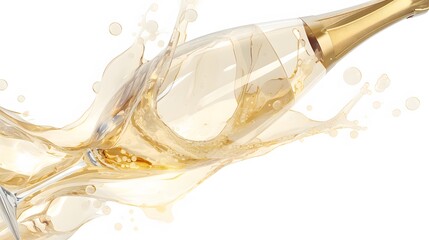 Sparkling Champagne Splash in Flute Glass with Golden Foil