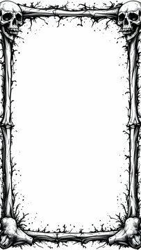 Skull and bones border frame