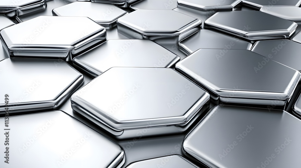 Poster abstract metallic hexagonal pattern background.