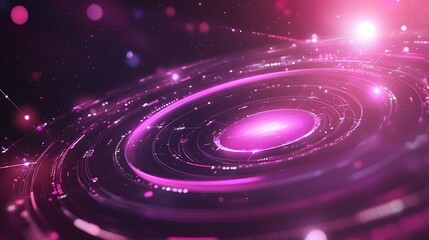 Abstract pink glowing circular technology background.
