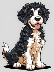 Cute Cartoon Curly-Coated Retriever Dog Illustration