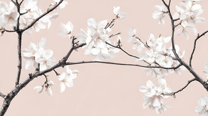 Delicate cherry blossom branches against a soft pink background, symbolizing beauty and renewal.