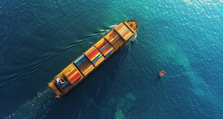 Shipping Industry Scene: Cargo Ship on the Sea