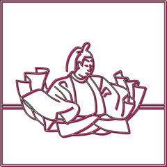 カラーシャドウ正方形百人一首　順徳院