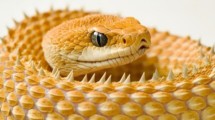 Obraz premium snake poised to strike, blended with an image of sharp spikes, representing imminent danger. | [Poisonous snake]:[Danger] 