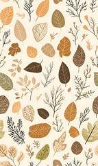 floral flower and leaf elements modern doodle illustrator seamless pattern for wallpaper or background