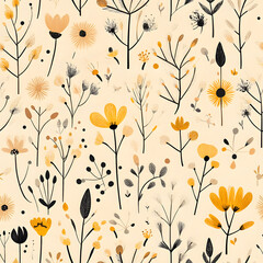 floral flower and leaf elements modern doodle illustrator seamless pattern for wallpaper or background