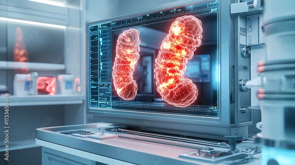 Poster innovative gastroenterology unit displaying virtual twin of colon with inflamed ulcerative colitis r