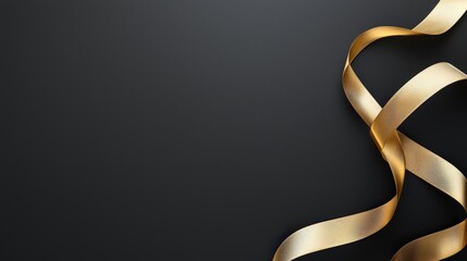 Elegant Gold Ribbon on Dark Background for Celebrations