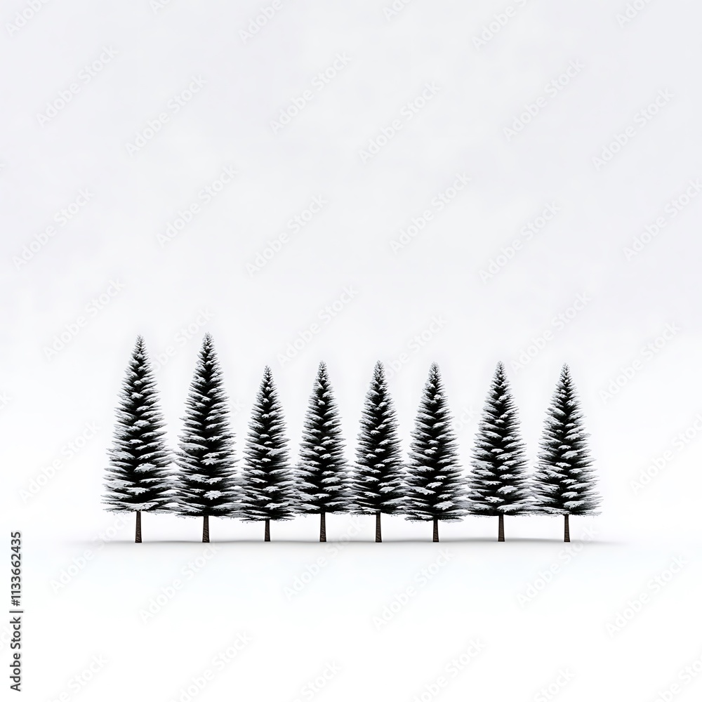 Poster realistic white trees in a clean studio style setting