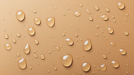 Water Droplets on Golden Background