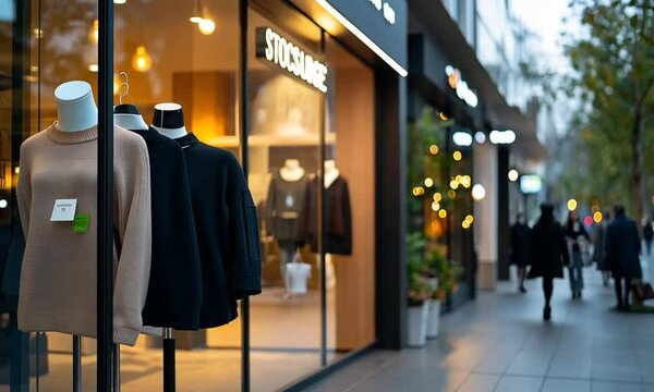 Fashion display in storefront.