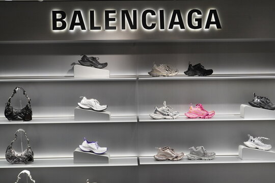 paris , france , 08 08 2024 : luxury fashion products on display , Balenciaga