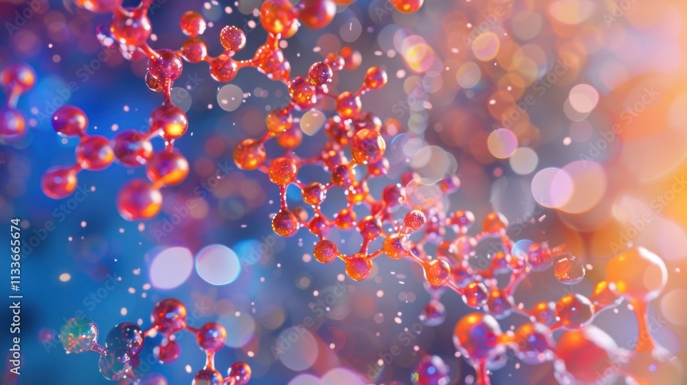 Poster intricate network of interconnected molecules forming a complex structure, possibly representing a s