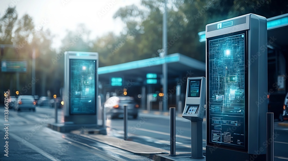 Poster automated toll station with virtual twin tracking and analyzing traffic throughput and payment effic