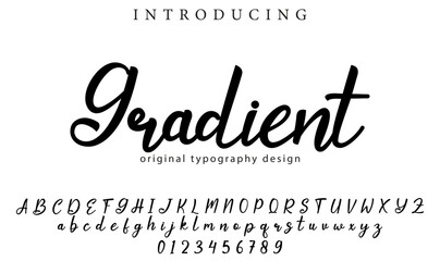 Gradient Font Stylish brush painted an uppercase vector letters, alphabet, typeface