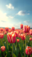 Obraz premium Vibrant Tulip Field in Spring
