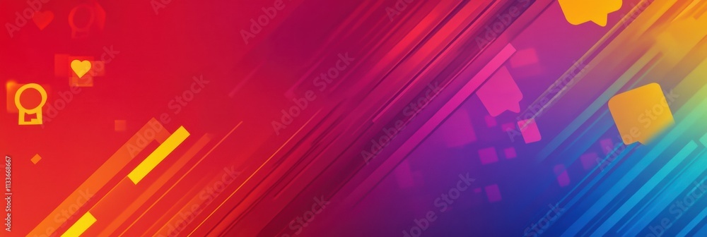 Poster this vibrant backdrop showcases lively colors and playful social media icons, perfect for a tech-the