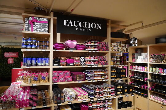 paris , france , 08 08 2024; Fauchon Paris , fancy food products  on display and christmas gifts