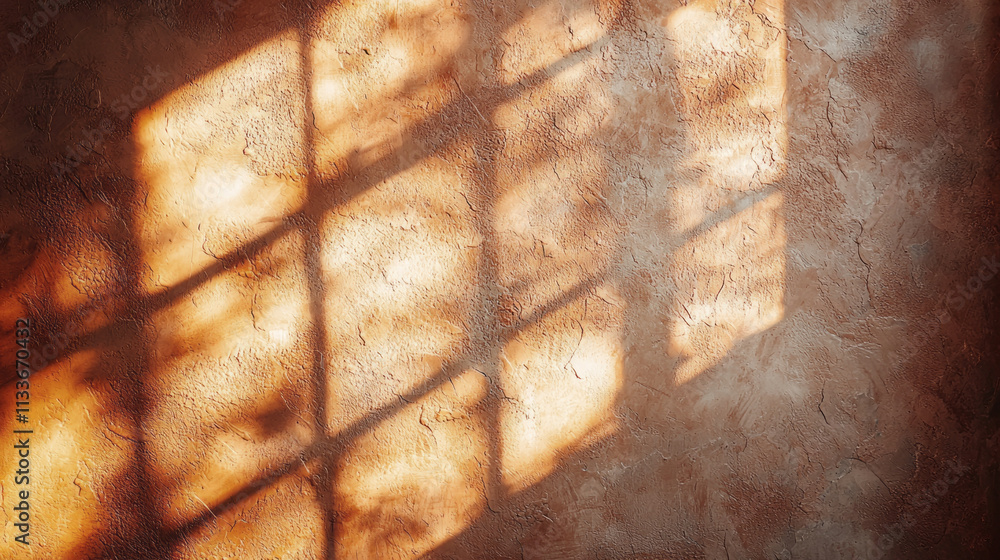 Poster soft rays of warm sunlight stream through a nearby window, creating beautiful, intricate shadows on 