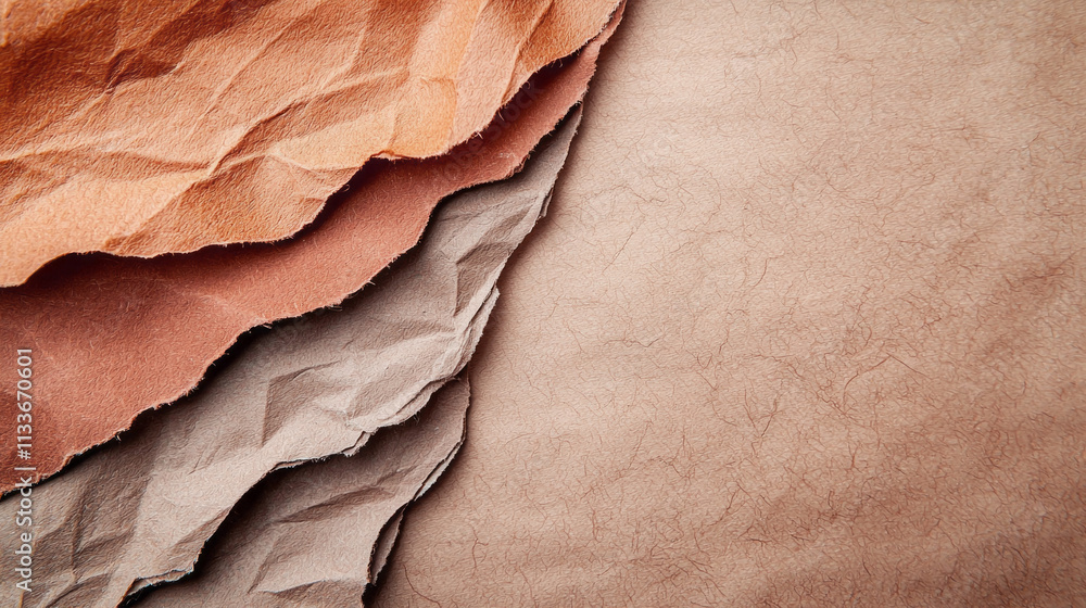 Poster a collection of crumpled paper layers in shades of mocha mousse creates an engaging texture, perfect