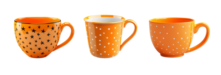 Colorful Orange Cups with Decorative Patterns