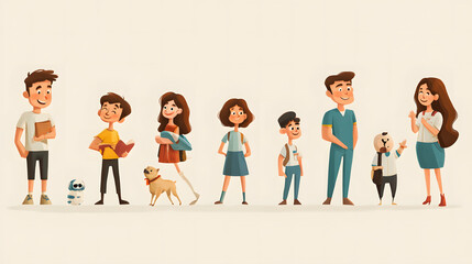 Obraz premium Character illustrations with various poses and appearances