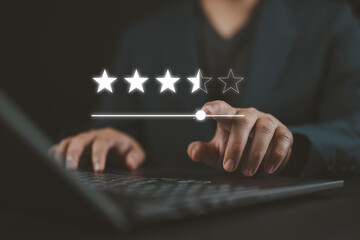 Customer rating and satisfaction survey concept, 5-star best sellers. Service experience rating...