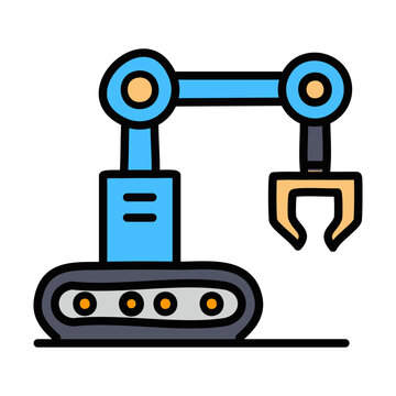 blue robotic arm icon clip art preview