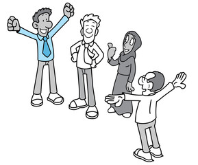 business work with team vector illustration