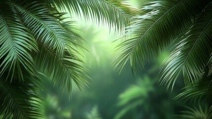 Palm Fronds Framing Lush Green Foliage