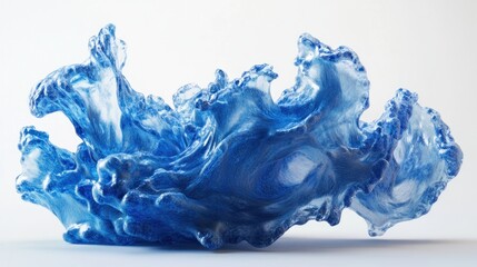 Fototapeta premium Abstract Blue Liquid Sculpture Swirling Waves