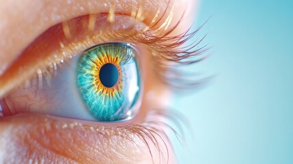 A detailed close-up of a human eye highlighting the intricate structure of the iris, eyelashes, and sclera, symbolizing eye health awareness.