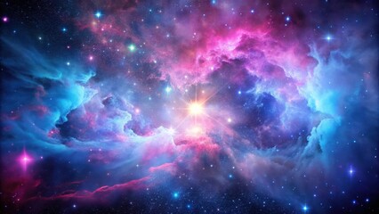 Glowing Pink and Blue Cosmic Nebula in Space, glowing nebulas, cosmic clouds