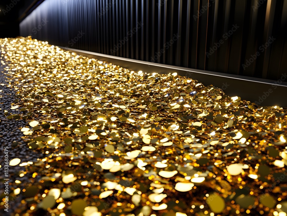 Poster a shimmering pathway of golden coins creating a luxurious and inviting atmosphere.