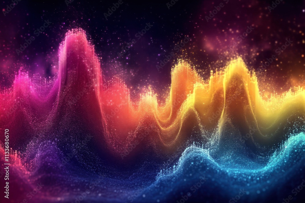 Poster abstract visualization of soundwaves capturing music dynamics.