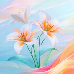 Beautiful soft pastel floral arrangement with delicate flowers on an elegant background, perfect for nature-themed designs.