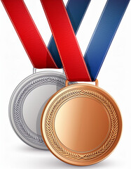silver and bronze blank medals 3d vector realistic illustration