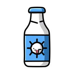 Illustration of a bottle of milk with a smiley face.