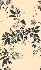 floral flower and leaf elements modern doodle illustrator seamless pattern for wallpaper or background