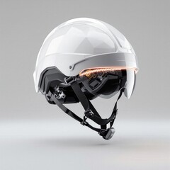 3D Futuristic open-face motorcycle helmet in sleek white, featuring a modern design, perfect for tech or sci-fi themed projects.