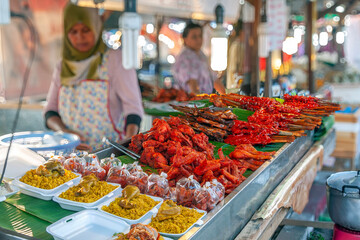 Fried chicken vendors, Bang Tao, Phuket, Thailand - Blurred background